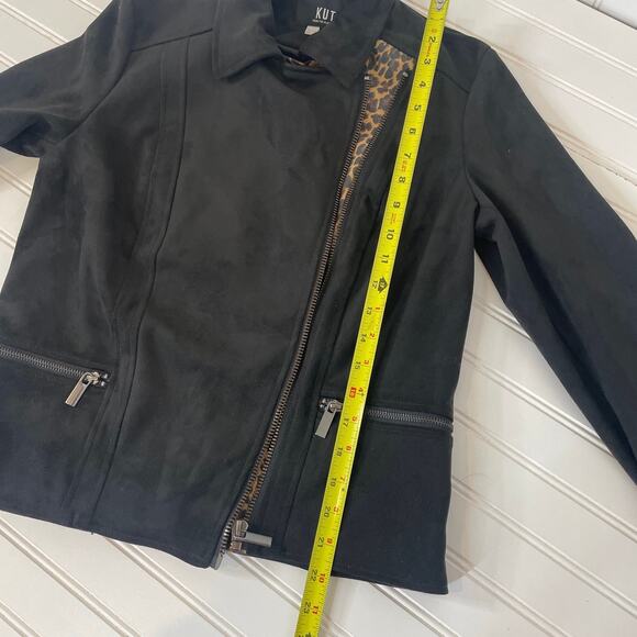 Kut from the Kloth Women’s Jayden Black Faux Suede Moto Jacket Leopard Size S - Picture 6 of 9